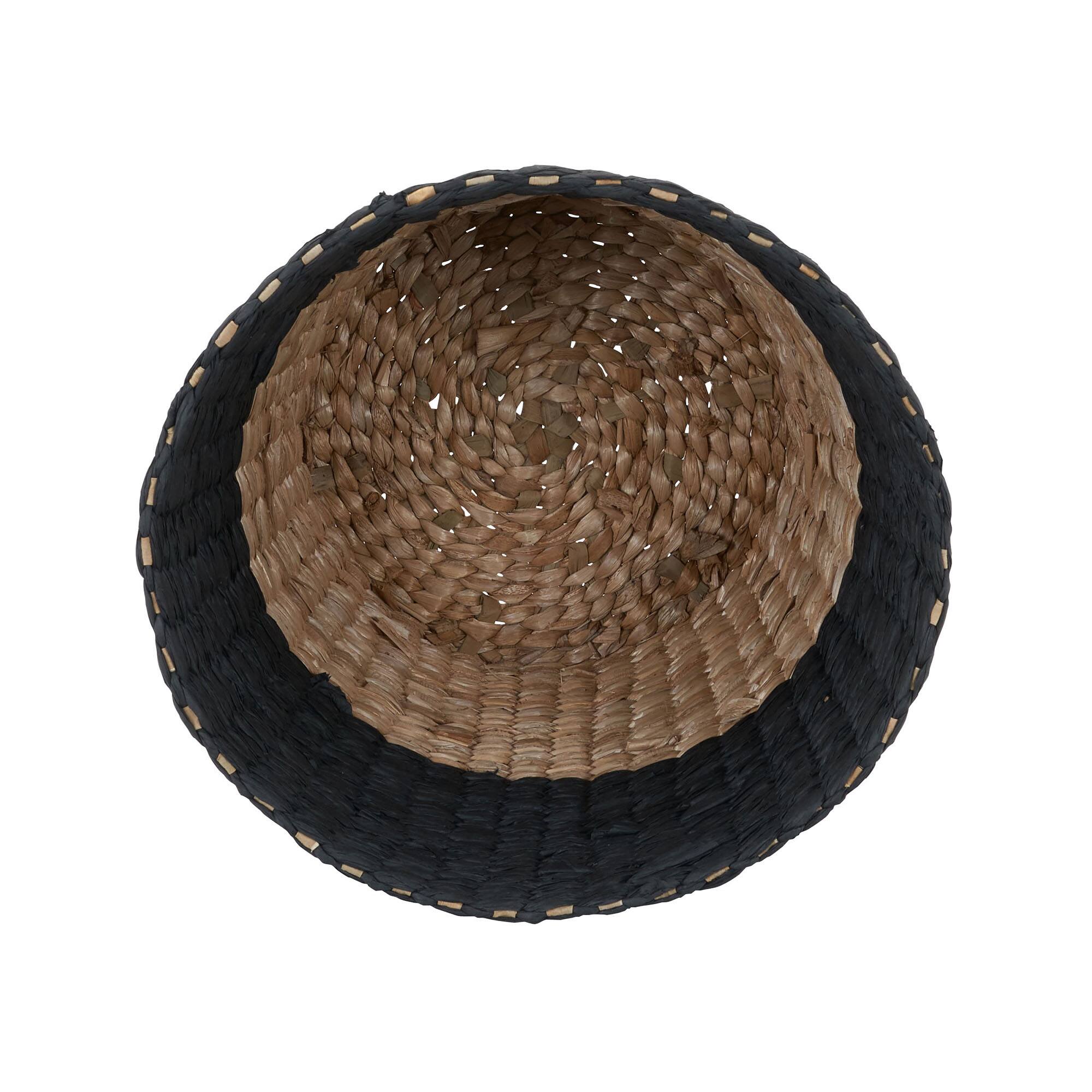 Household Essentials 9" Black Woven Hyacinth Waste Basket